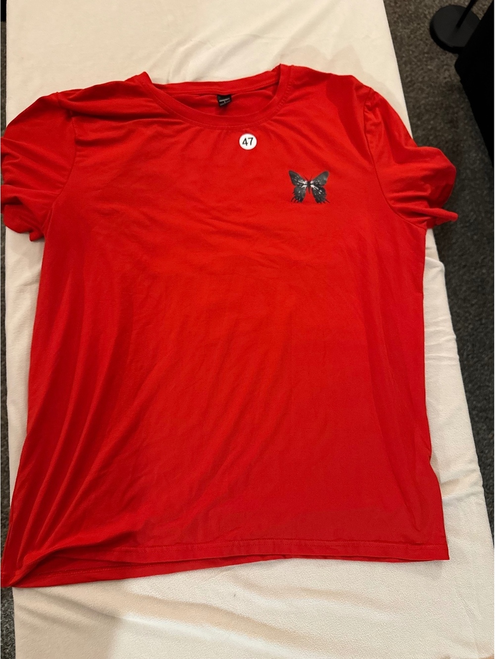 Manfinity red butterfly graphic T shirt size L